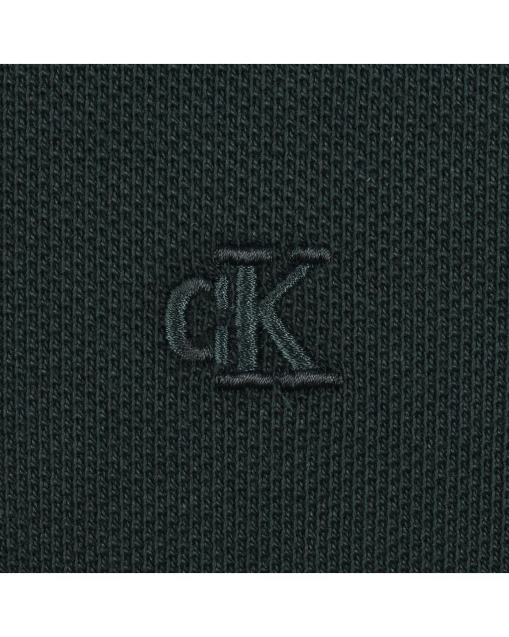 Calvin Klein Green Zip Pique Polo T Shirt for men