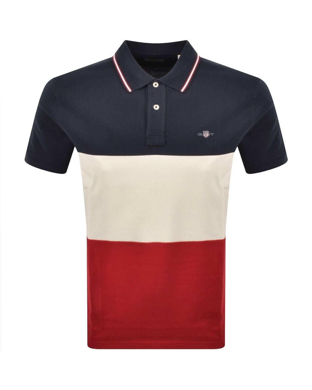Gant Blue Colour Block Polo T Shirt Ruby for men