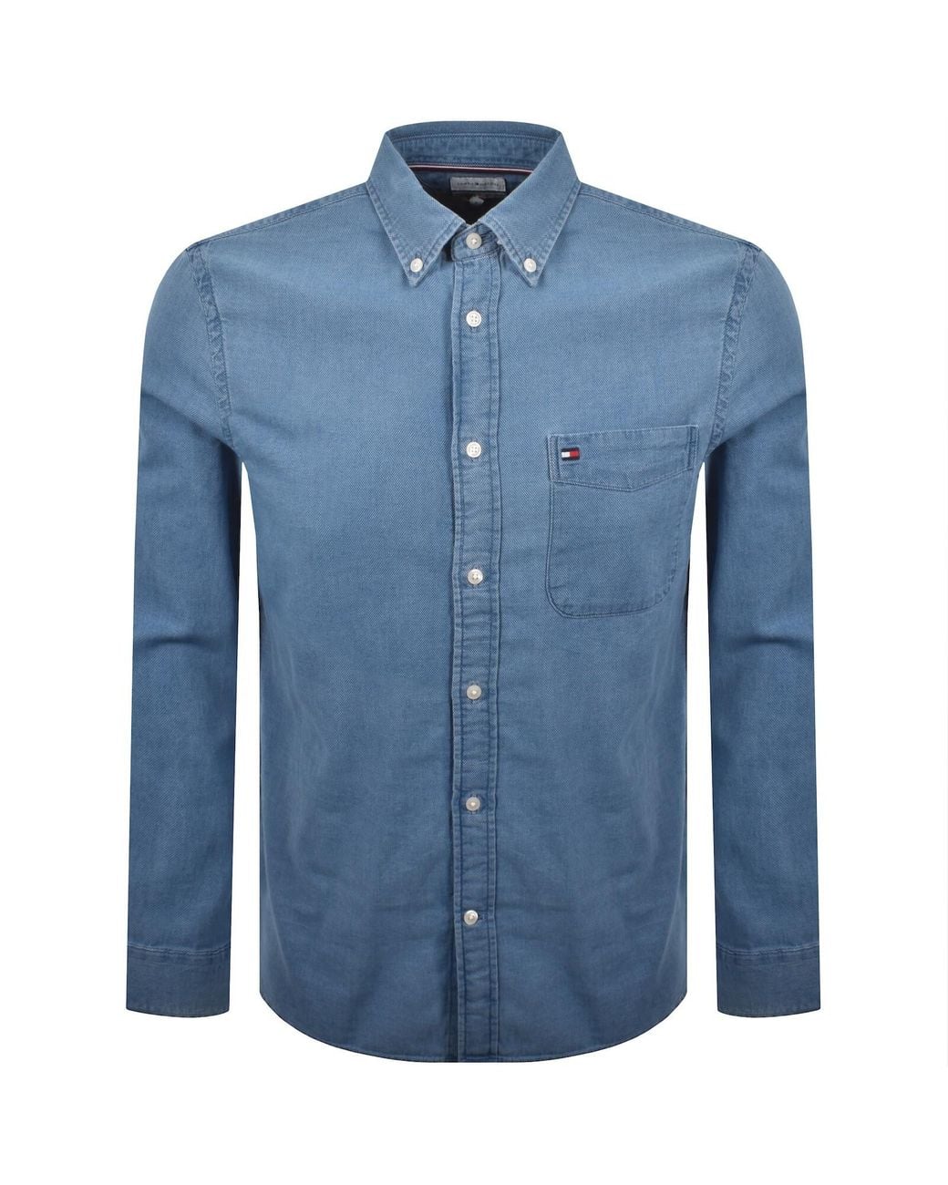 Tommy Hilfiger Blue Dobby Long Sleeve Shirt for men