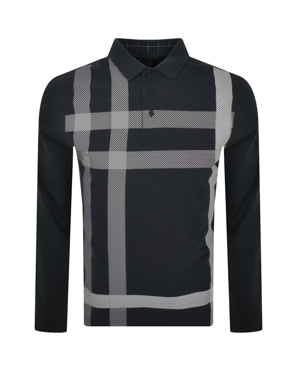 Barbour Black Blaine Long Sleeve Polo T Shirt Dark for men
