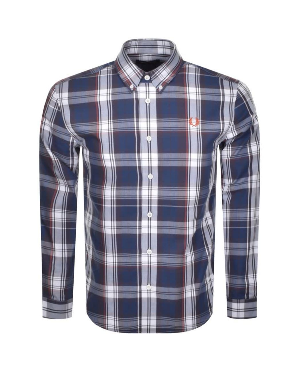 fred perry checked long sleeve shirt