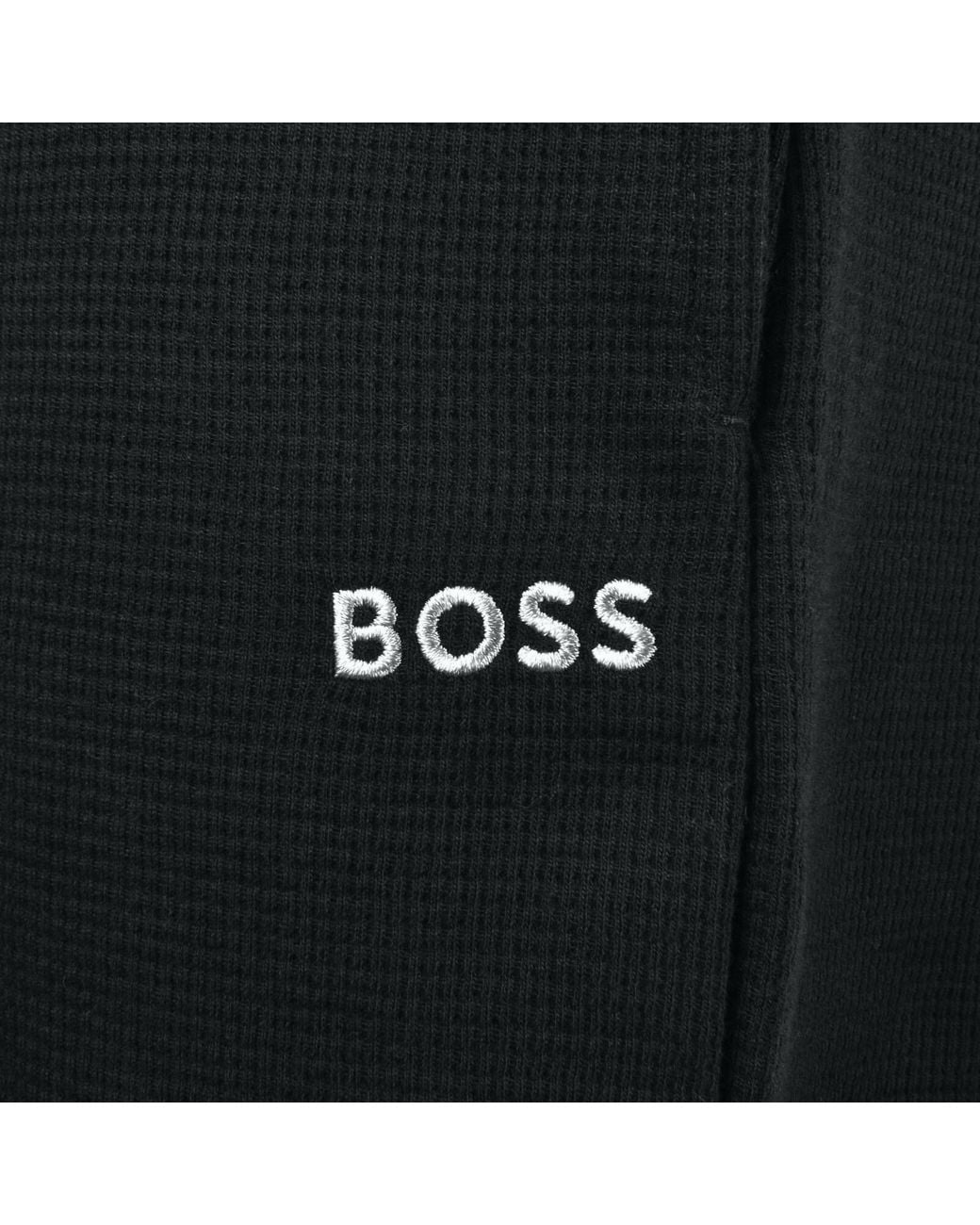 BOSS BUSINESS Black Boss Waffle Shorts for men