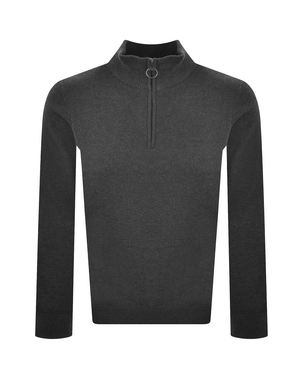 Barbour Gray Half Zip Knit Jumper for men