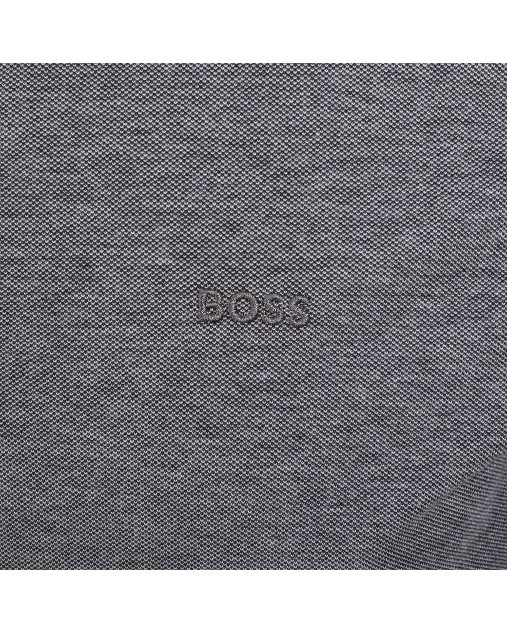 BOSS BUSINESS Gray Boss Pittman Long Sleeved Polo T Shirt for men