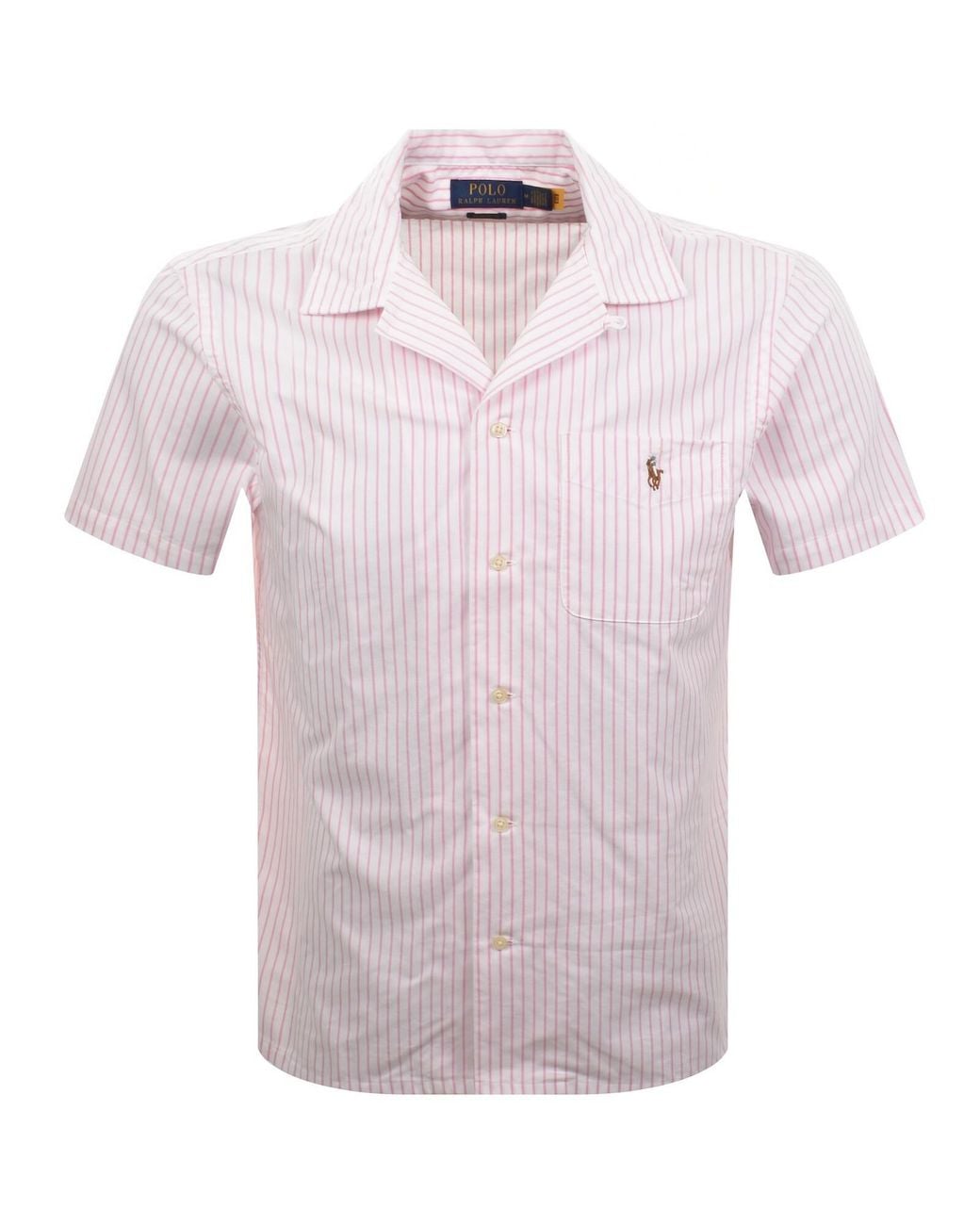 Ralph Lauren Pink Short Sleeve Stripe Shirt for men