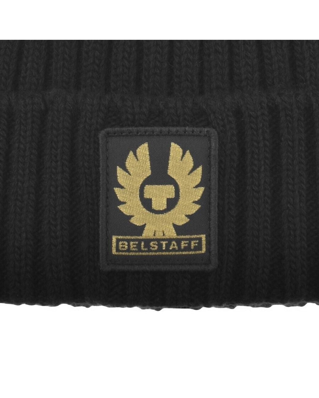 Belstaff Black Lambswool Watch Beanie for men