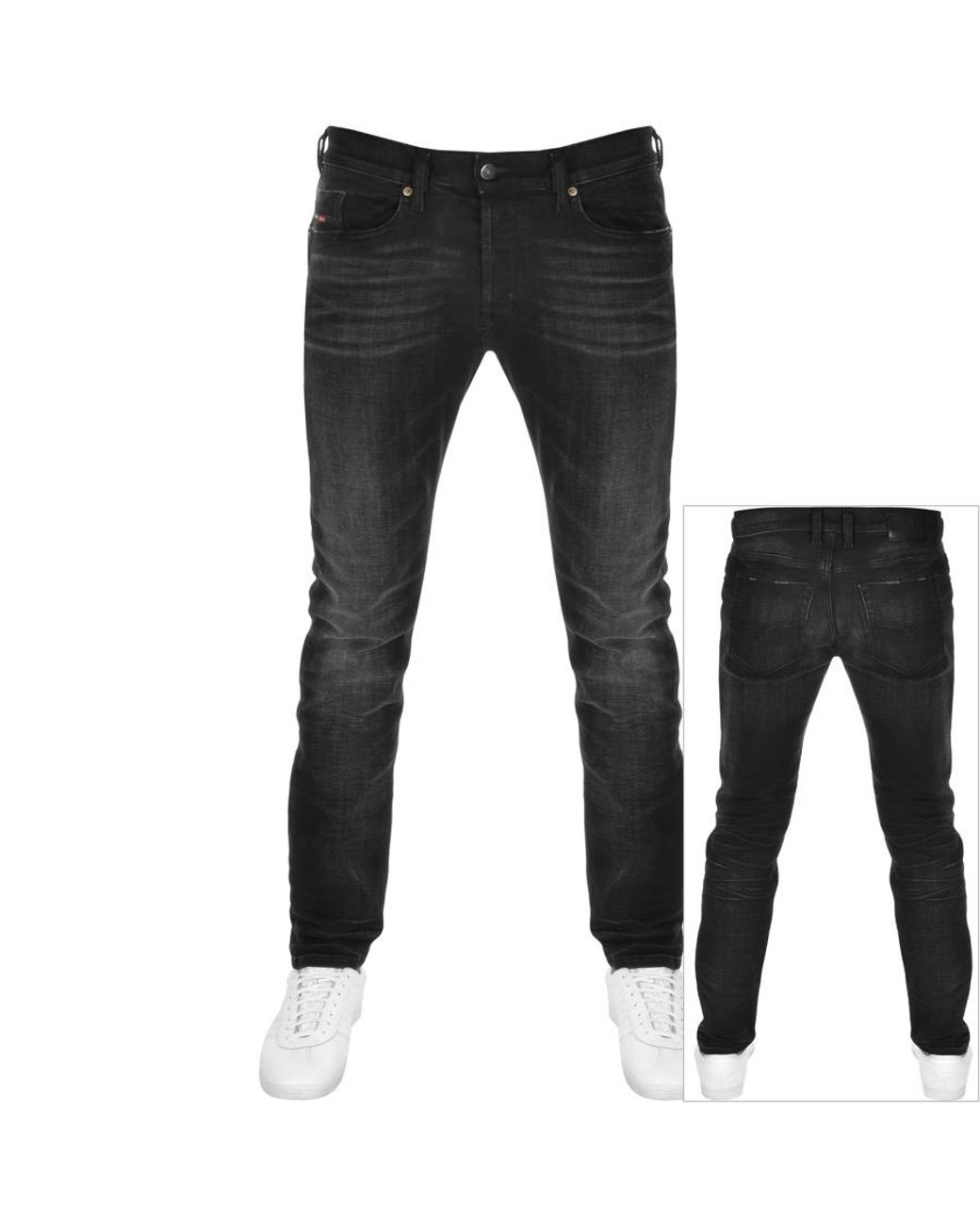 riem taal kennis DIESEL Tepphar 0098b Slim Fit Jeans in Black for Men | Lyst