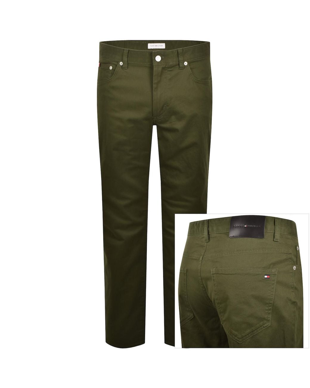 Tommy Hilfiger Green Denton Twill Trousers for men
