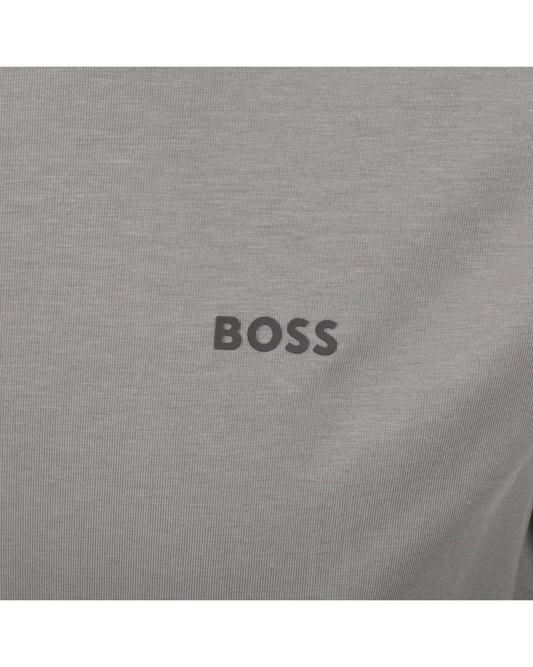 Boss Gray Boss Long Sleeved Stretch T Shirt for men