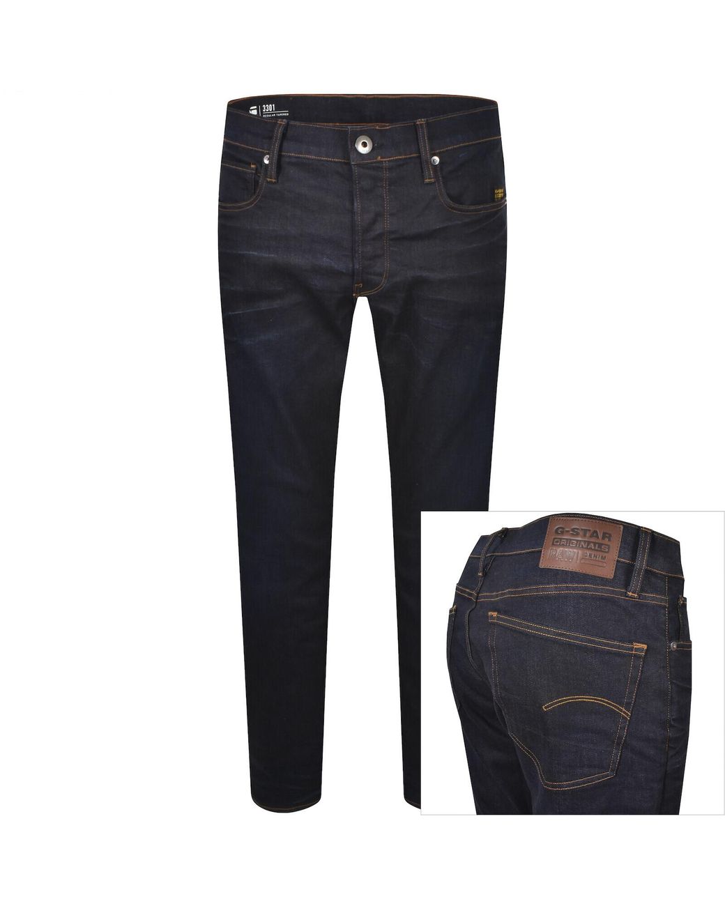 G-Star Blue G-Star 3301 Tapered Jeans Dark Wash for men