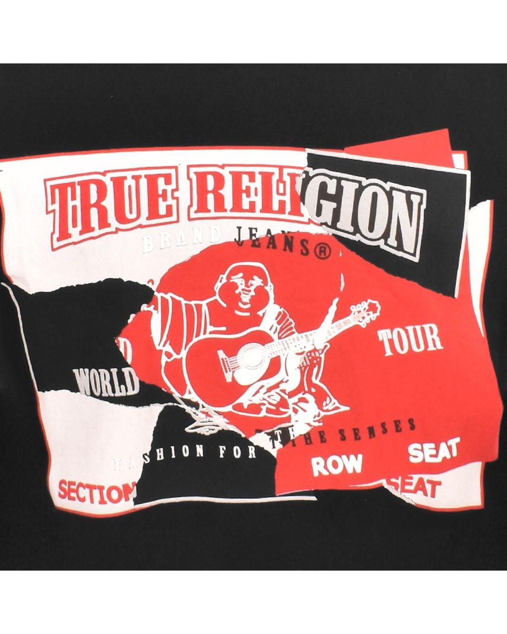 True Religion Black Short Sleeve Torn Logo T Shirt for men