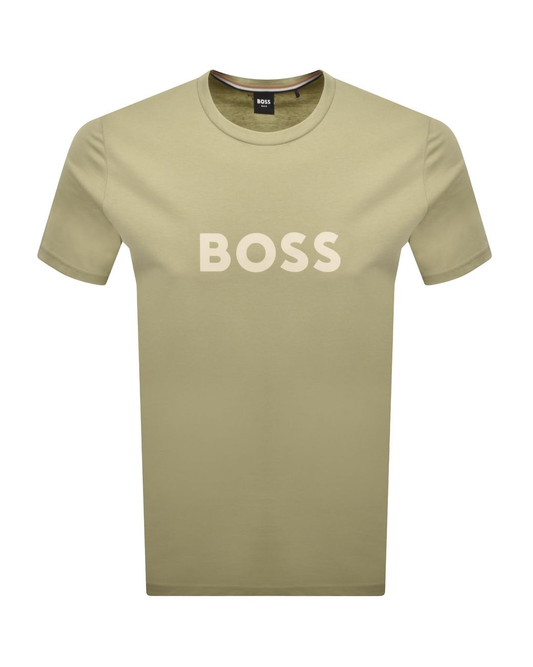 BOSS BUSINESS Green Boss Beachwear Logo T Shirt for men
