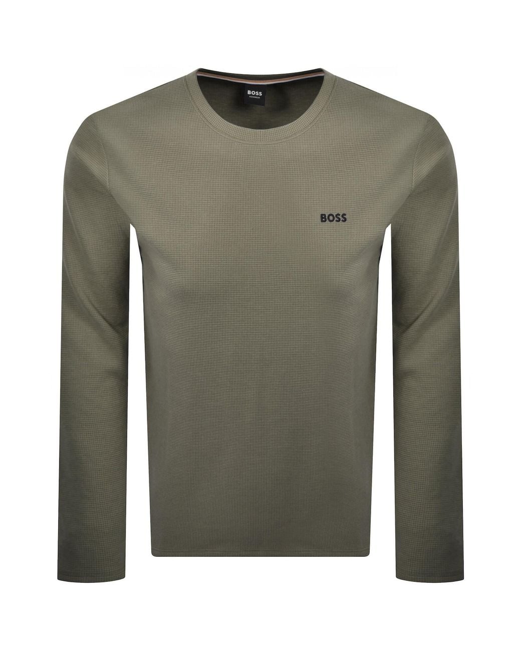 BOSS BUSINESS Green Boss Waffle T Shirt Open for men