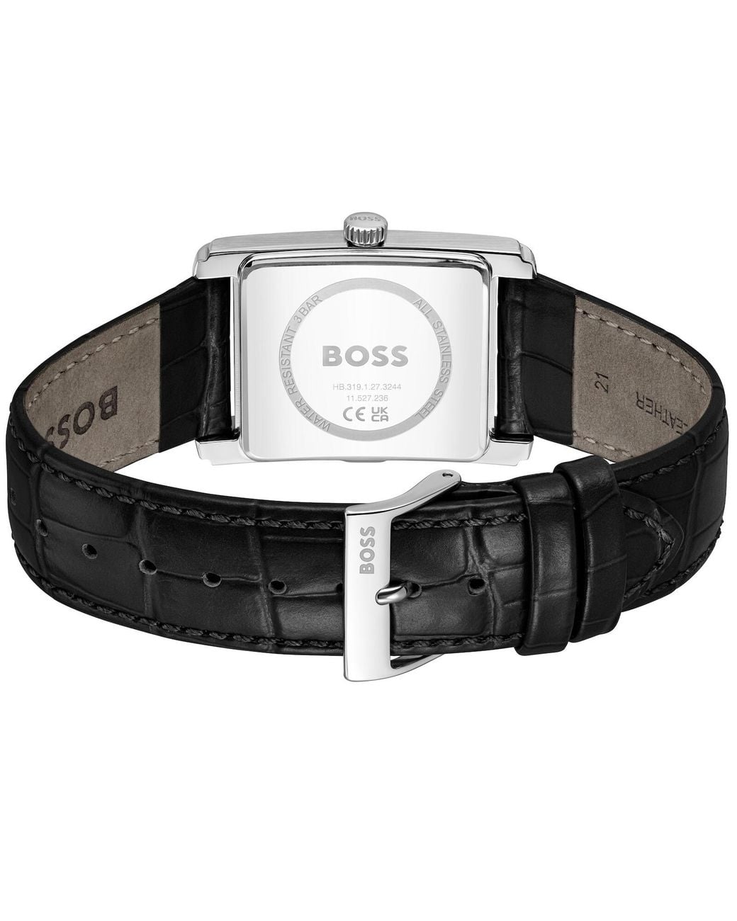 BOSS BUSINESS Black Boss Principle Dress Leather Watch for men