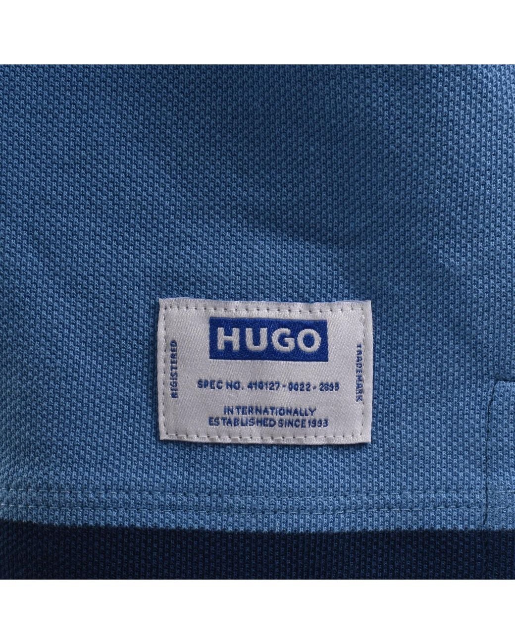 HUGO Blue Nistrico Long Sleeve Polo T Shirt for men