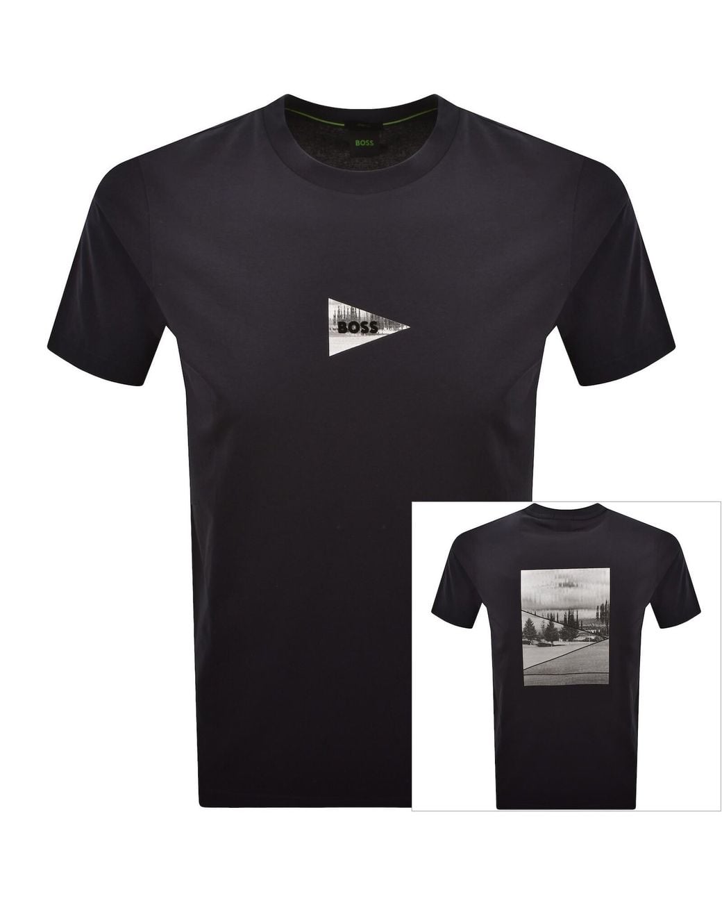 Boss Blue Boss Network Photo T Shirt Dark for men