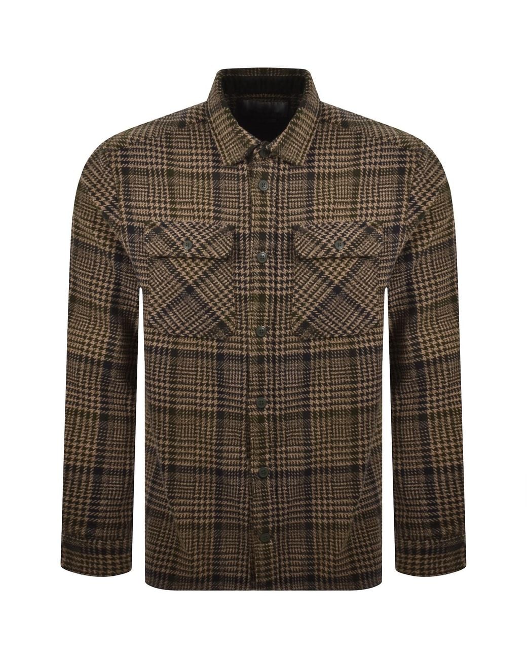 Barbour Brown Millom Houndstooth Overshirt for men