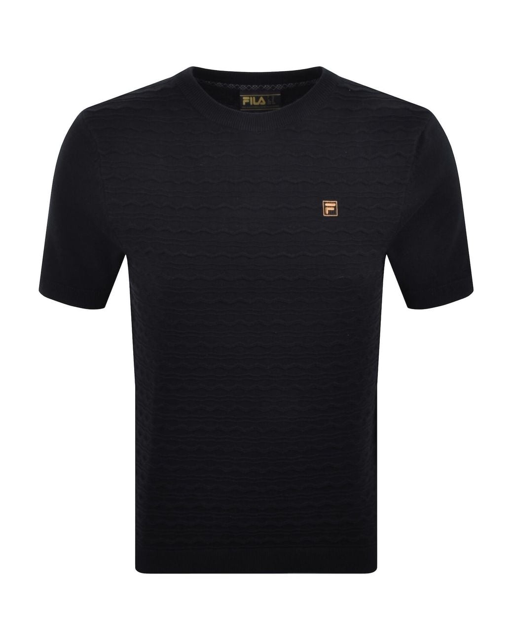 Fila Black Fila Textured Knit T Shirt for men