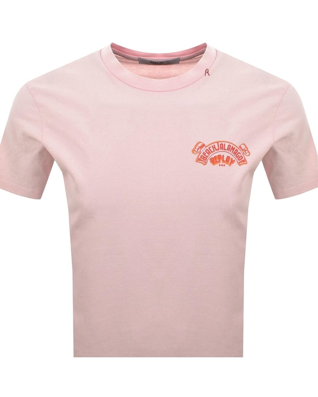 Replay Pink Graphic T Shirt for men