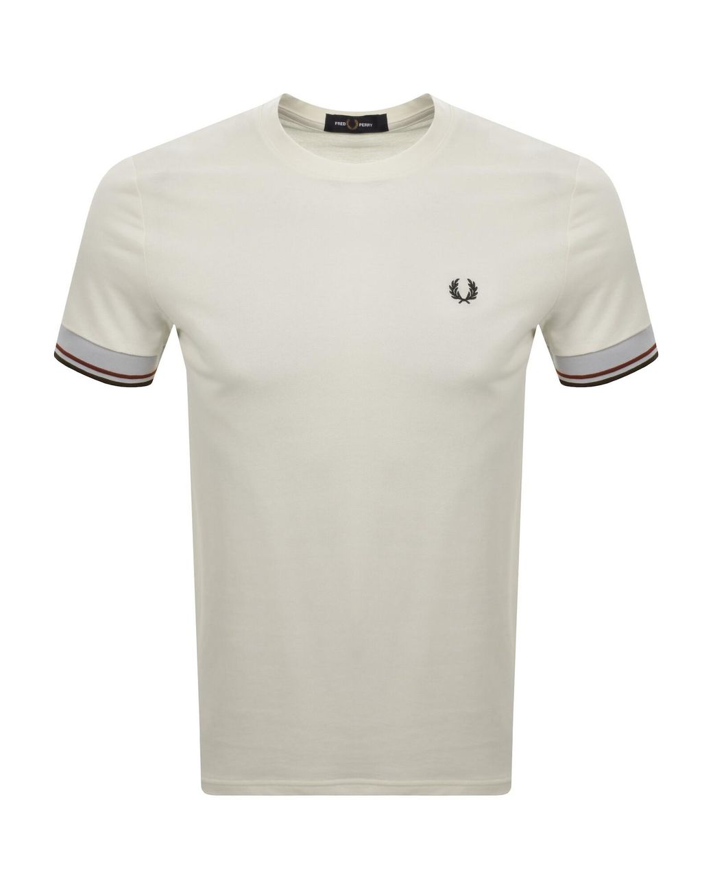 Fred Perry Gray Twin Tipped Cuff T Shirt for men