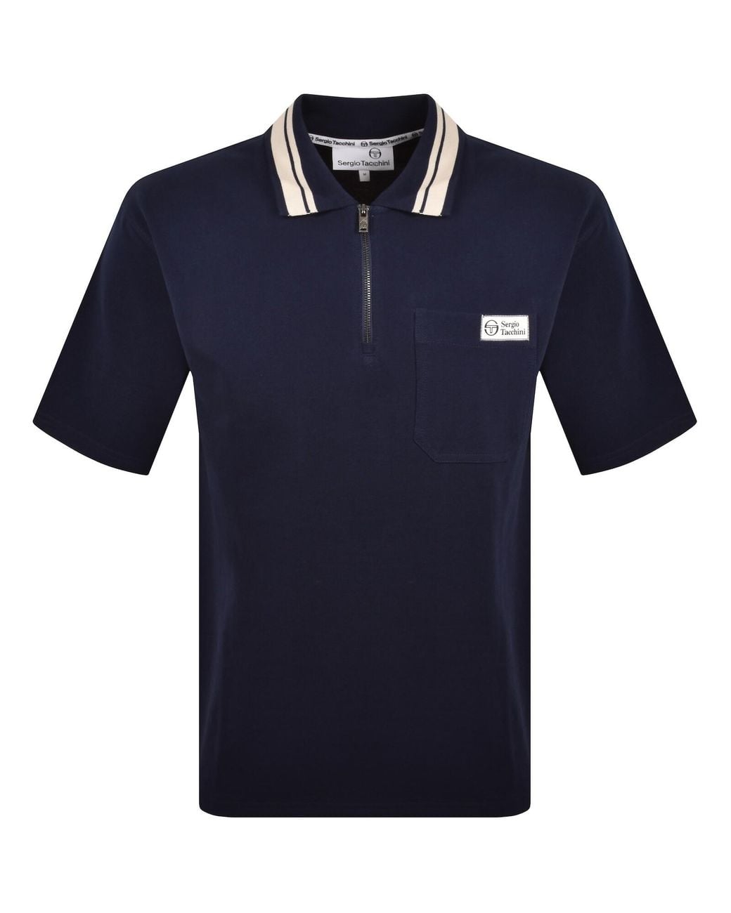 Sergio Tacchini Blue Costa Zipped Polo T Shirt for men
