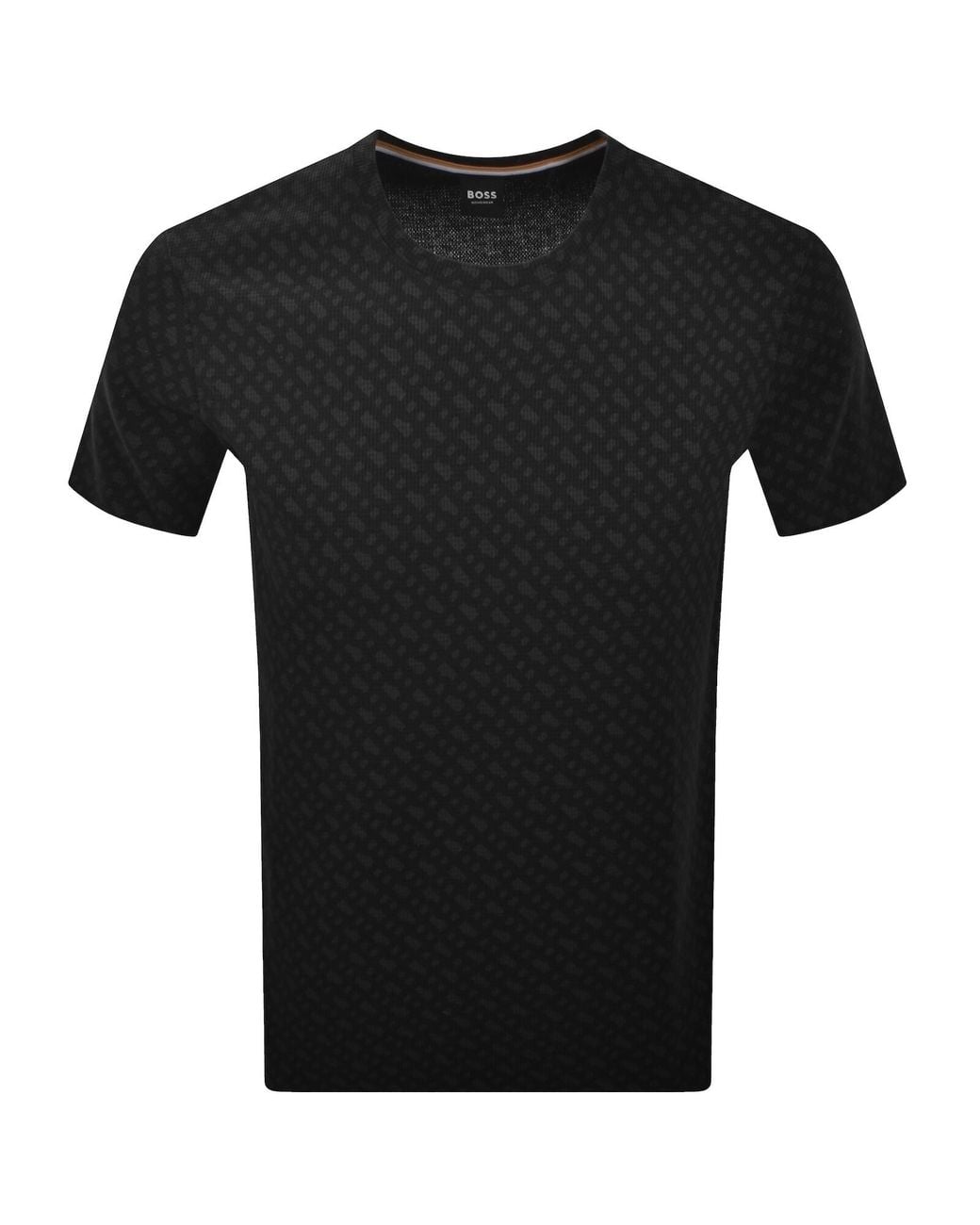 BOSS BUSINESS Black Boss Waffle All Over Print T Shirt for men