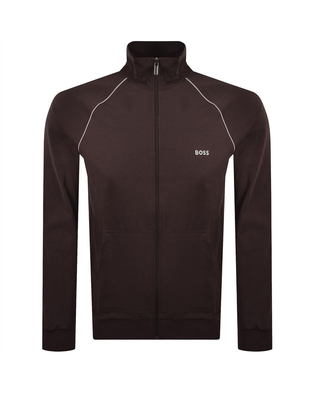 BOSS BUSINESS Brown Boss Full Zip Sweatshirt Jacket Dark for men