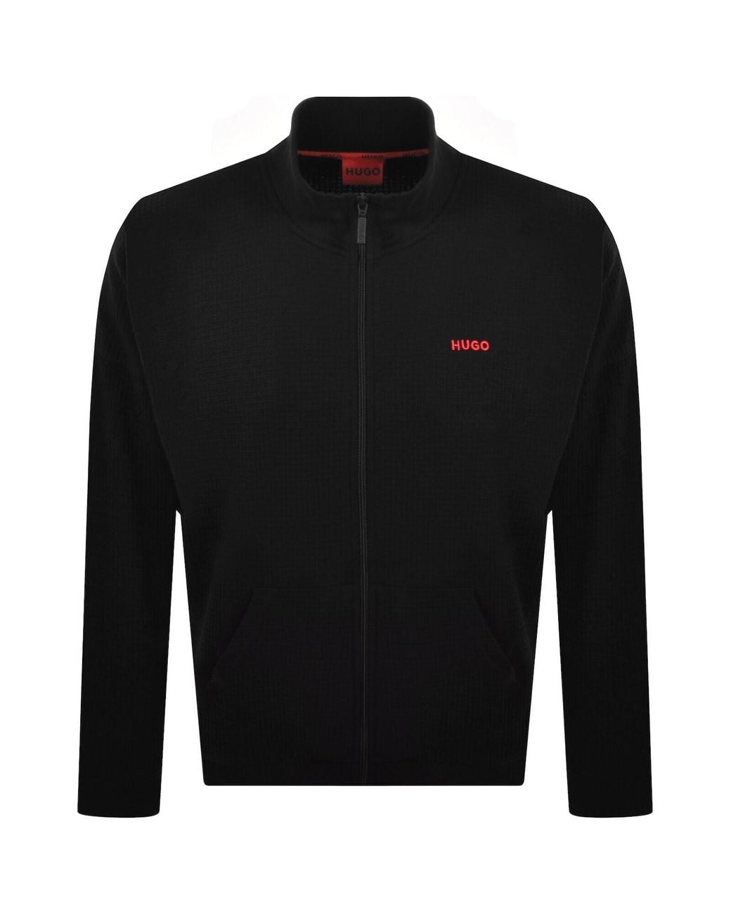 HUGO Black Austin Waffle Sweatshirt for men
