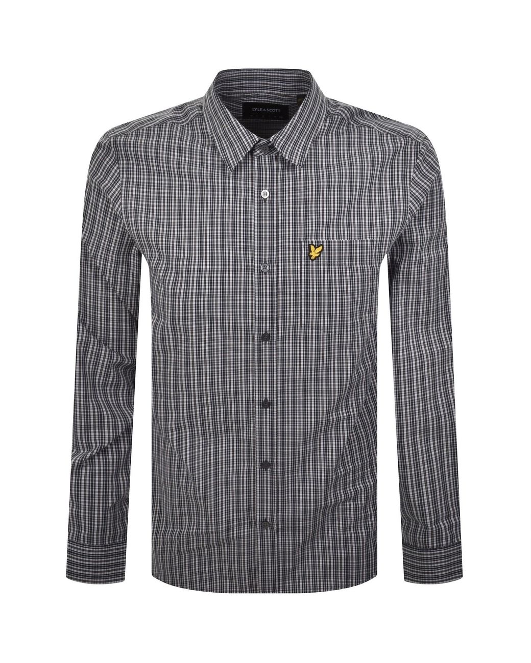 Lyle & Scott Gray Grid Check Shirt for men