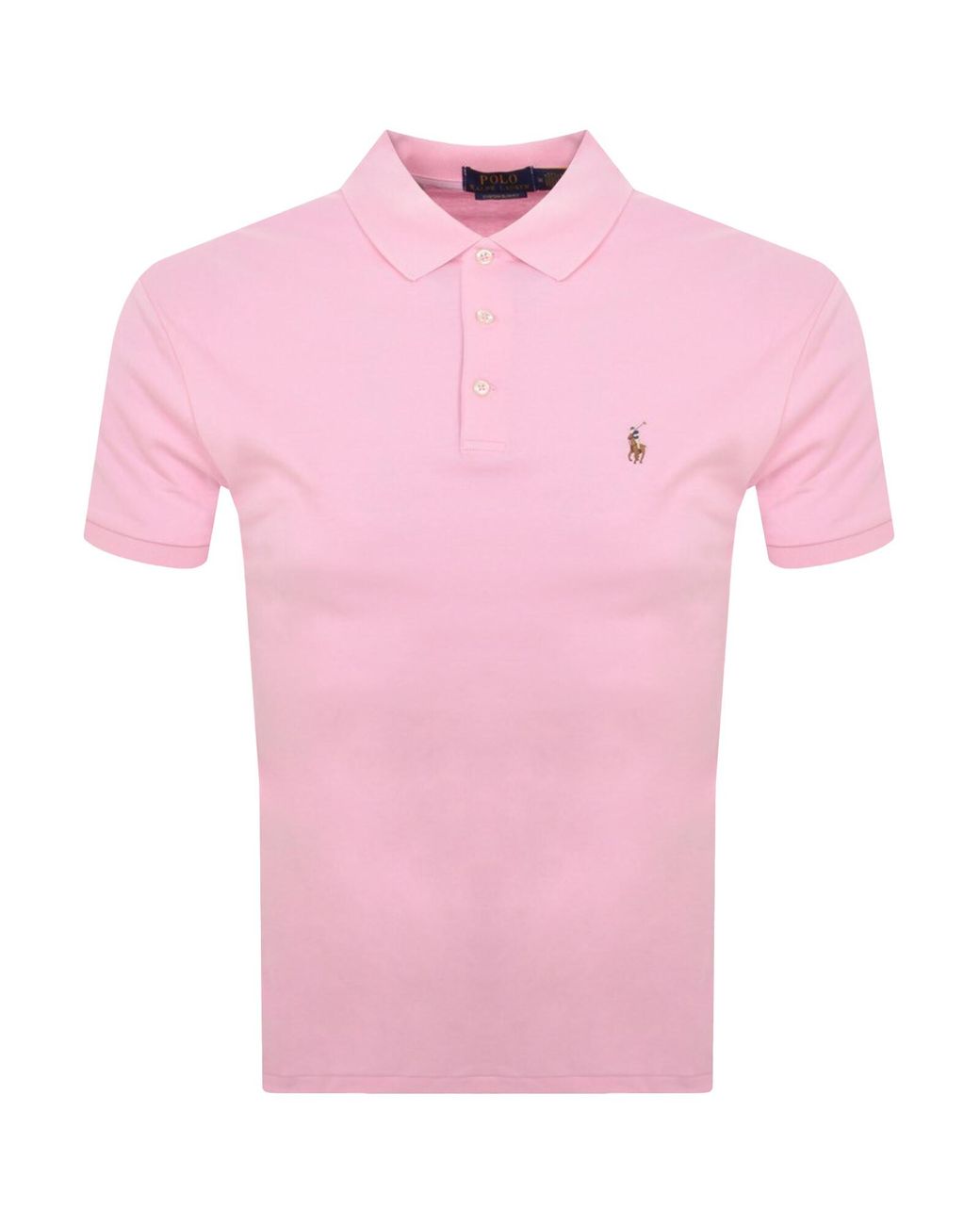 Ralph Lauren Pink Custom Slim Fit Polo T Shirt for men