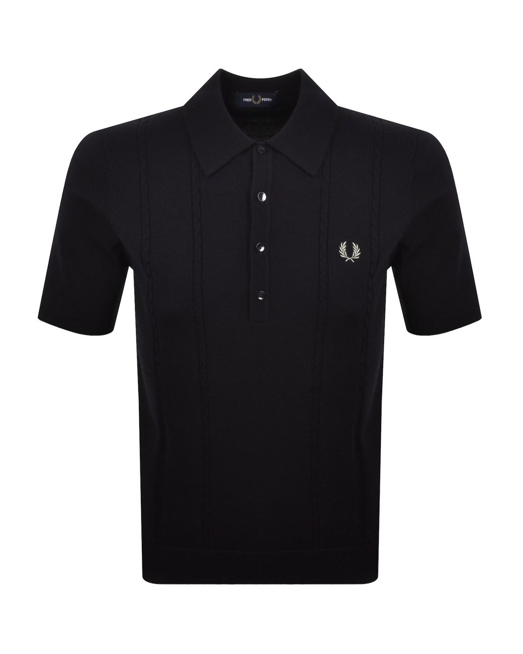 Fred Perry Black Cable Knit Polo Shirt for men