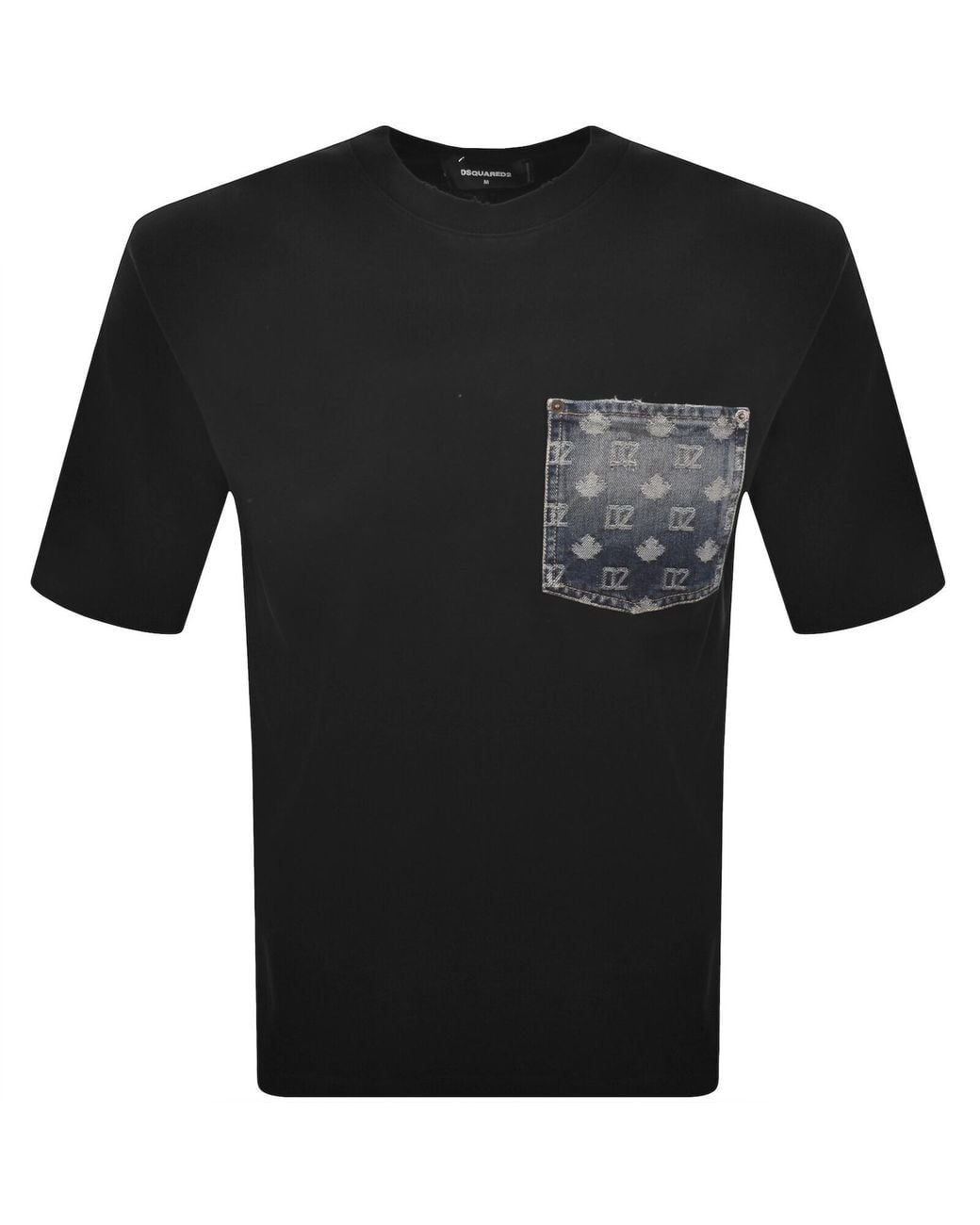 DSquared² Black Monogram Denim Pocket T Shirt for men