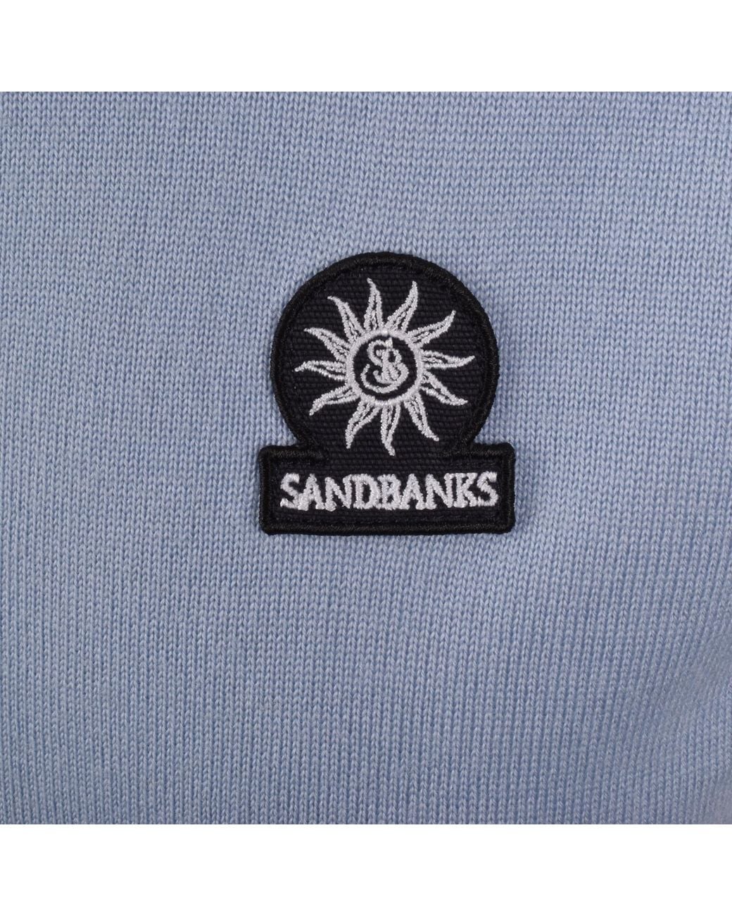 Sandbanks Blue Stripe Knitted Quarter Zip Polo for men