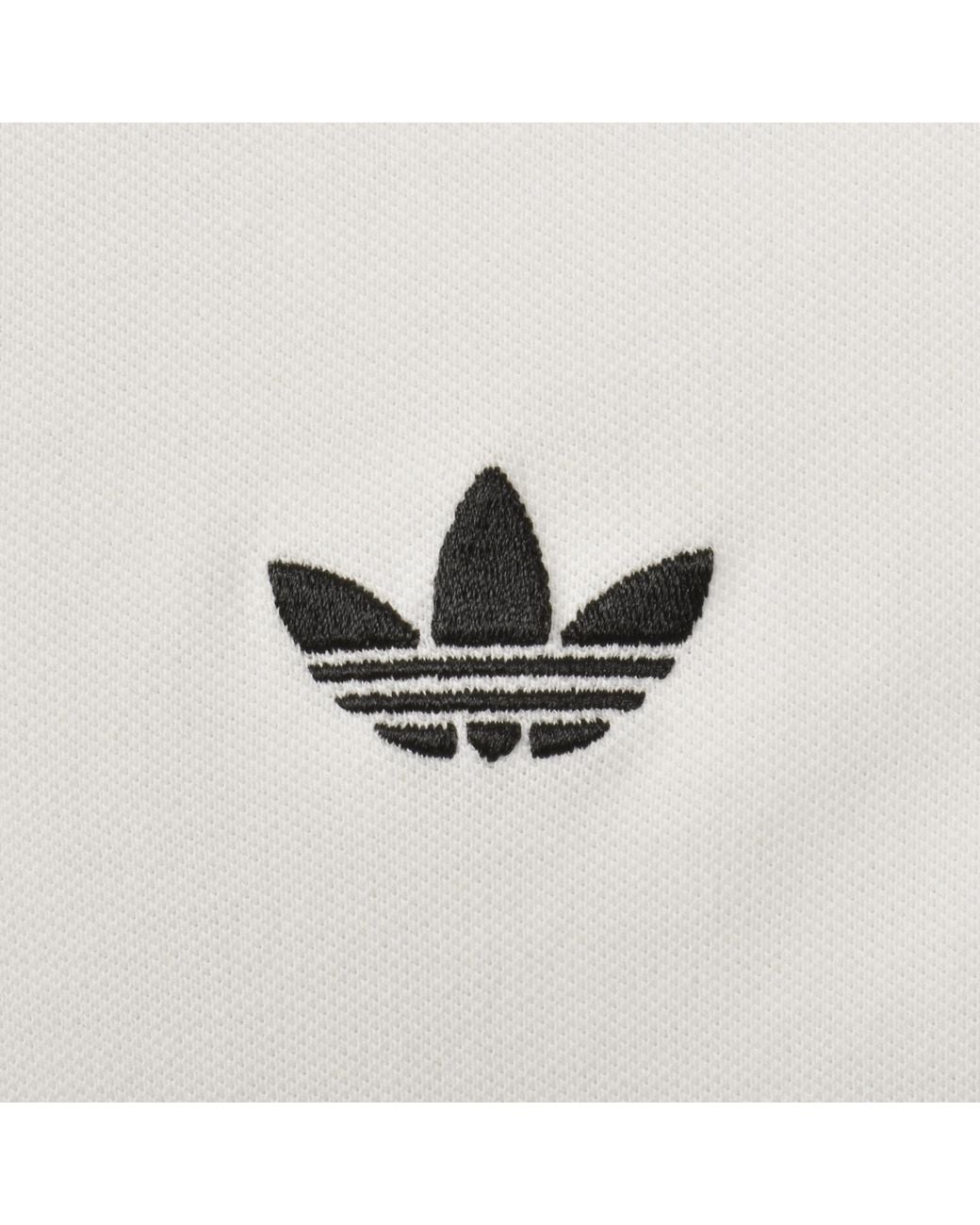Adidas Originals White Three Stripes Polo T Shirt for men