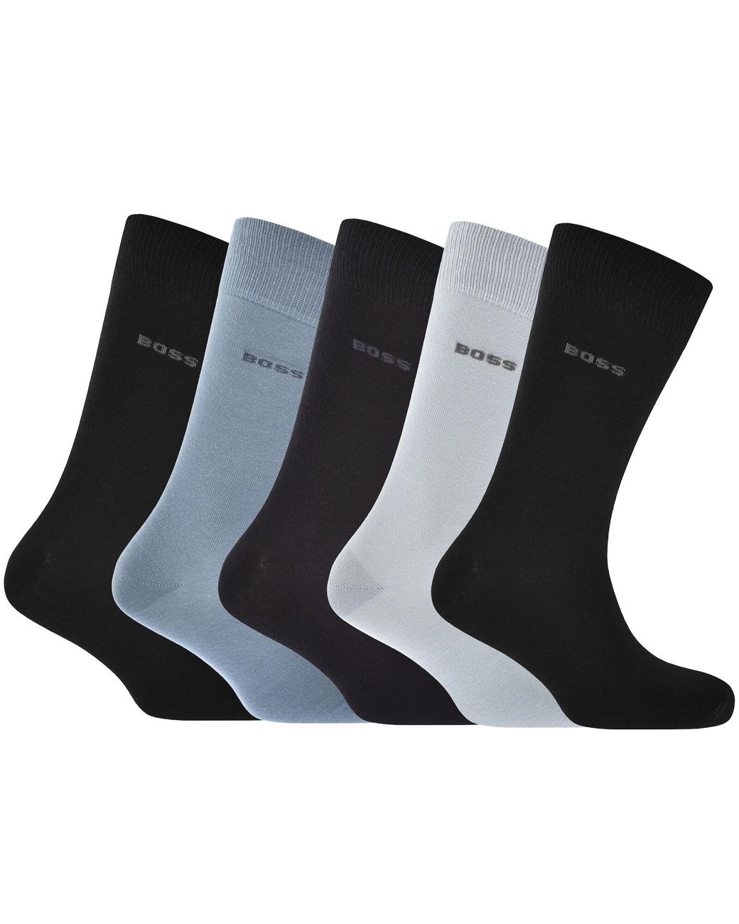 BOSS BUSINESS Black Boss 5 Pack Logo Crew Socks for men