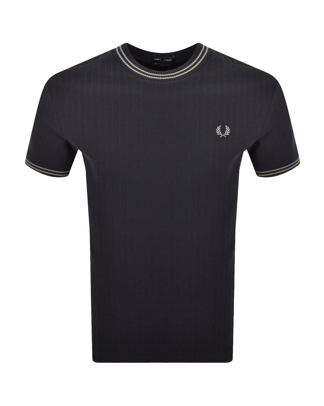 Fred Perry Black Ribbed Jersey T Shirt for men