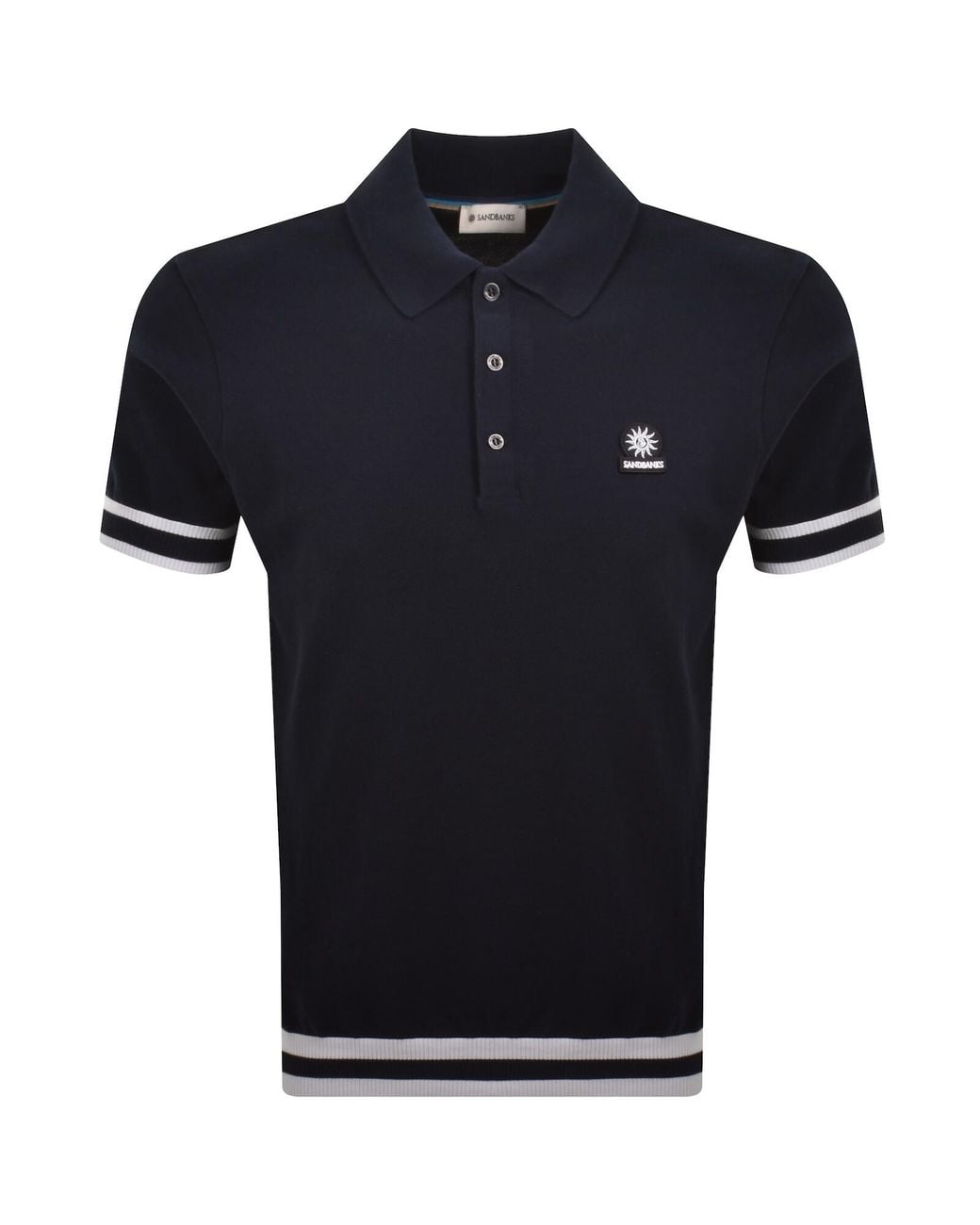 Sandbanks Black Stripe Hem Polo T Shirt for men