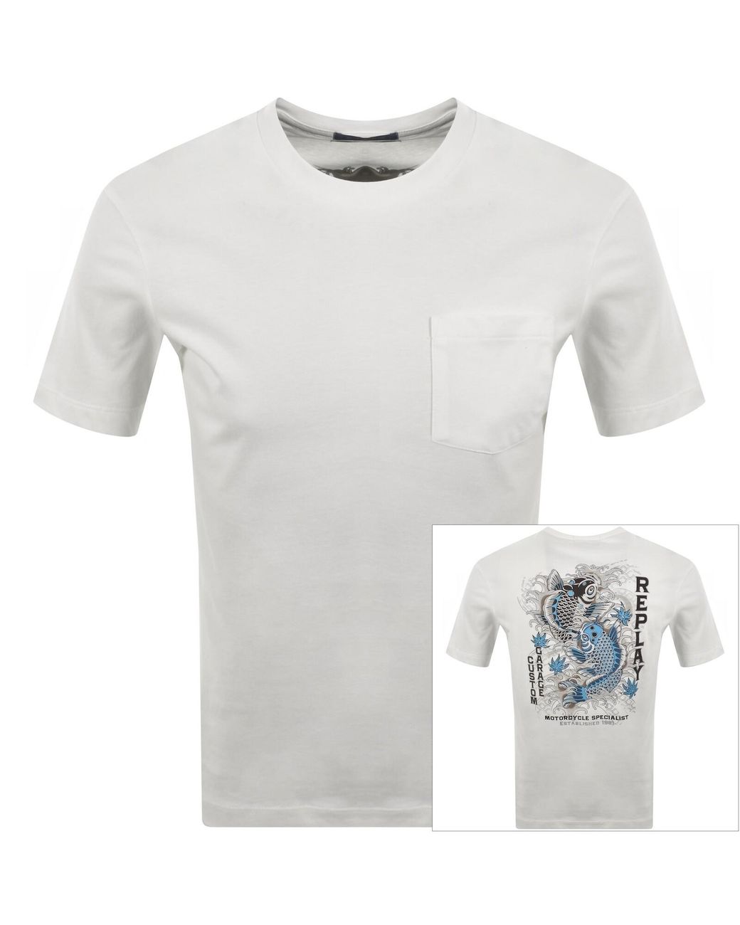 Replay White Back Graphic T Shirt Off for men