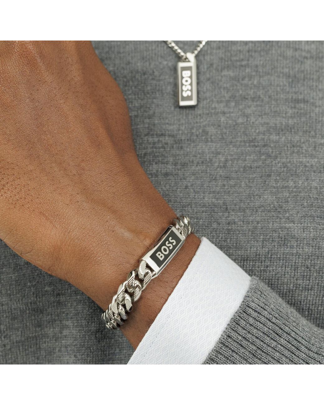 BOSS BUSINESS Metallic Boss Kassy Stainless Steel Bracelet for men