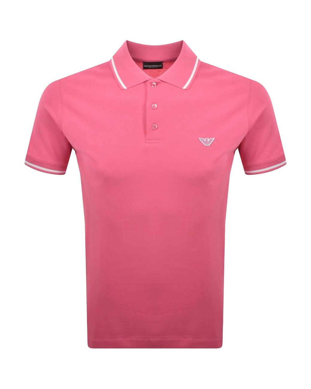 Armani Pink Emporio Short Sleeved Polo T Shirt for men