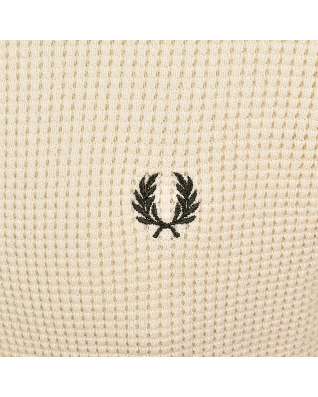 Fred Perry Natural Half Zip Waffle Knit Jumper Ecru for men