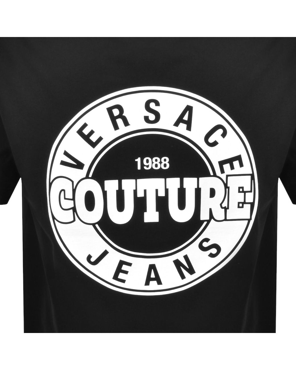 Versace Jeans Black Couture Logo Round T Shirt for men