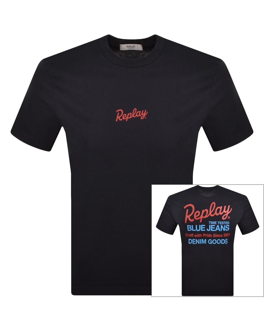 Replay Blue Graphic T Shirt Dark for men