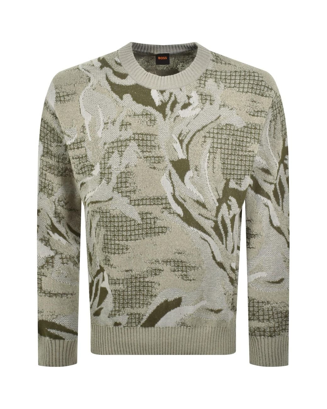 Boss Gray Boss Afloralo Knit Jumper for men