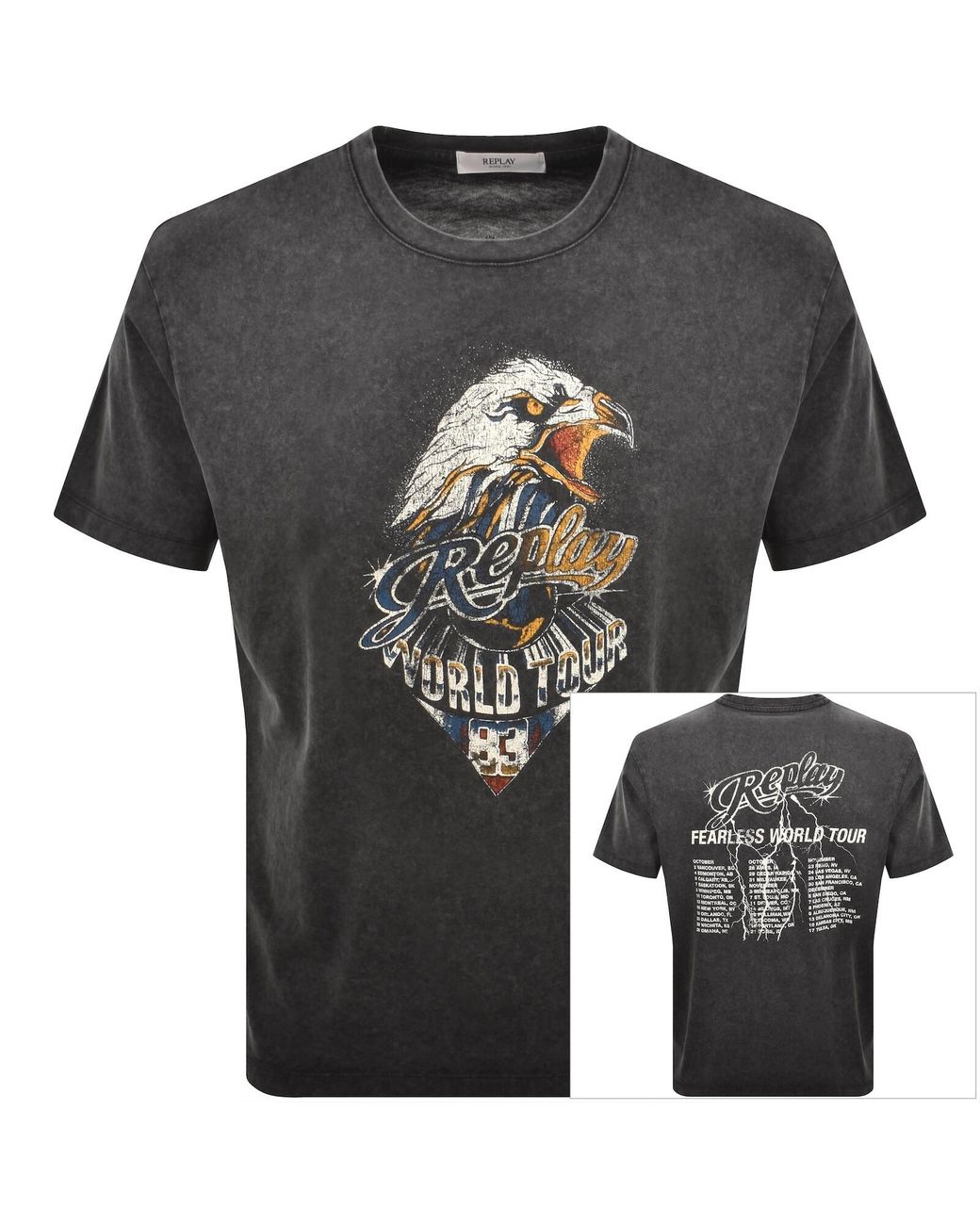 Replay Black Graphic T Shirt for men
