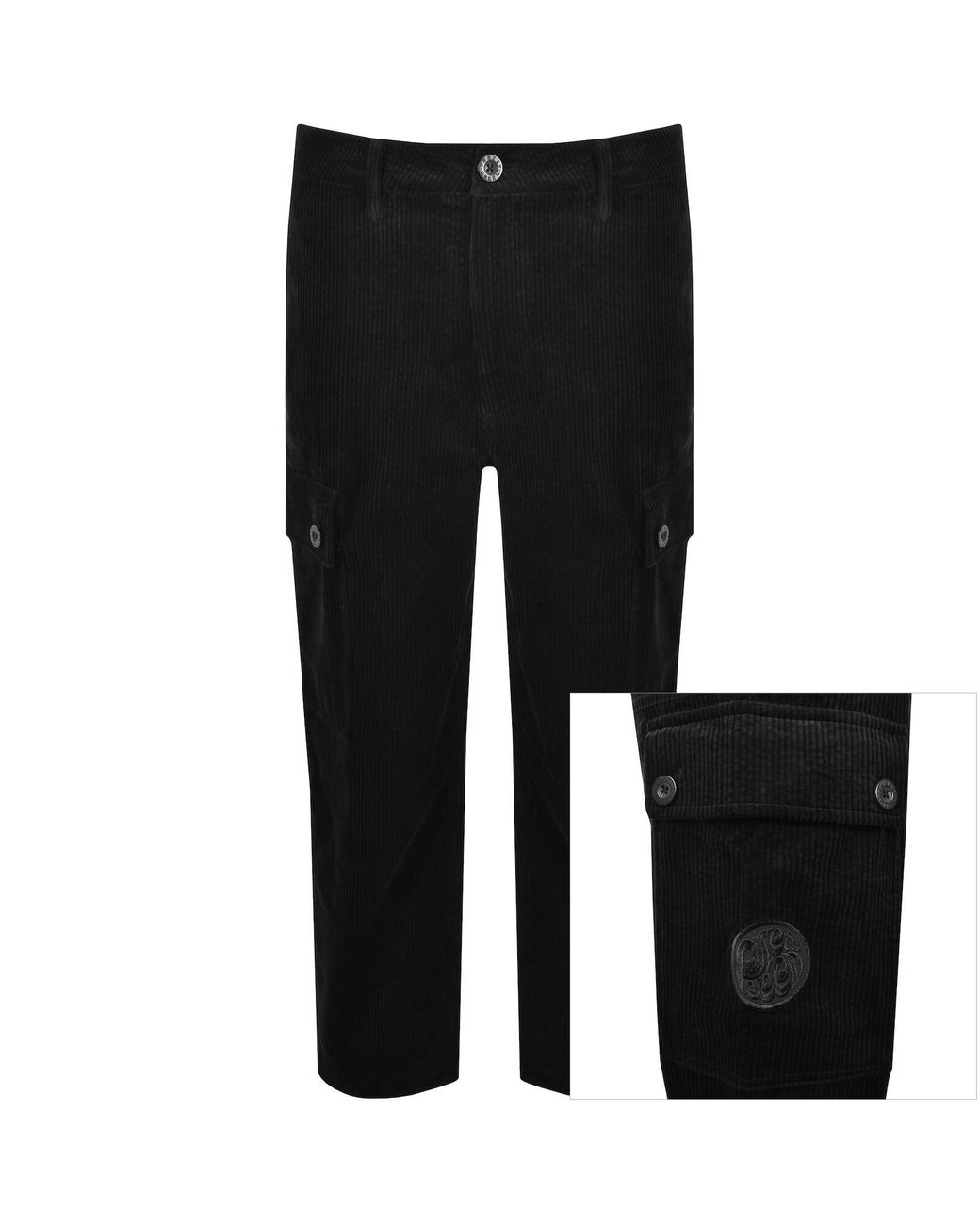 Pretty Green Black Dalmorton Cargo Trousers for men