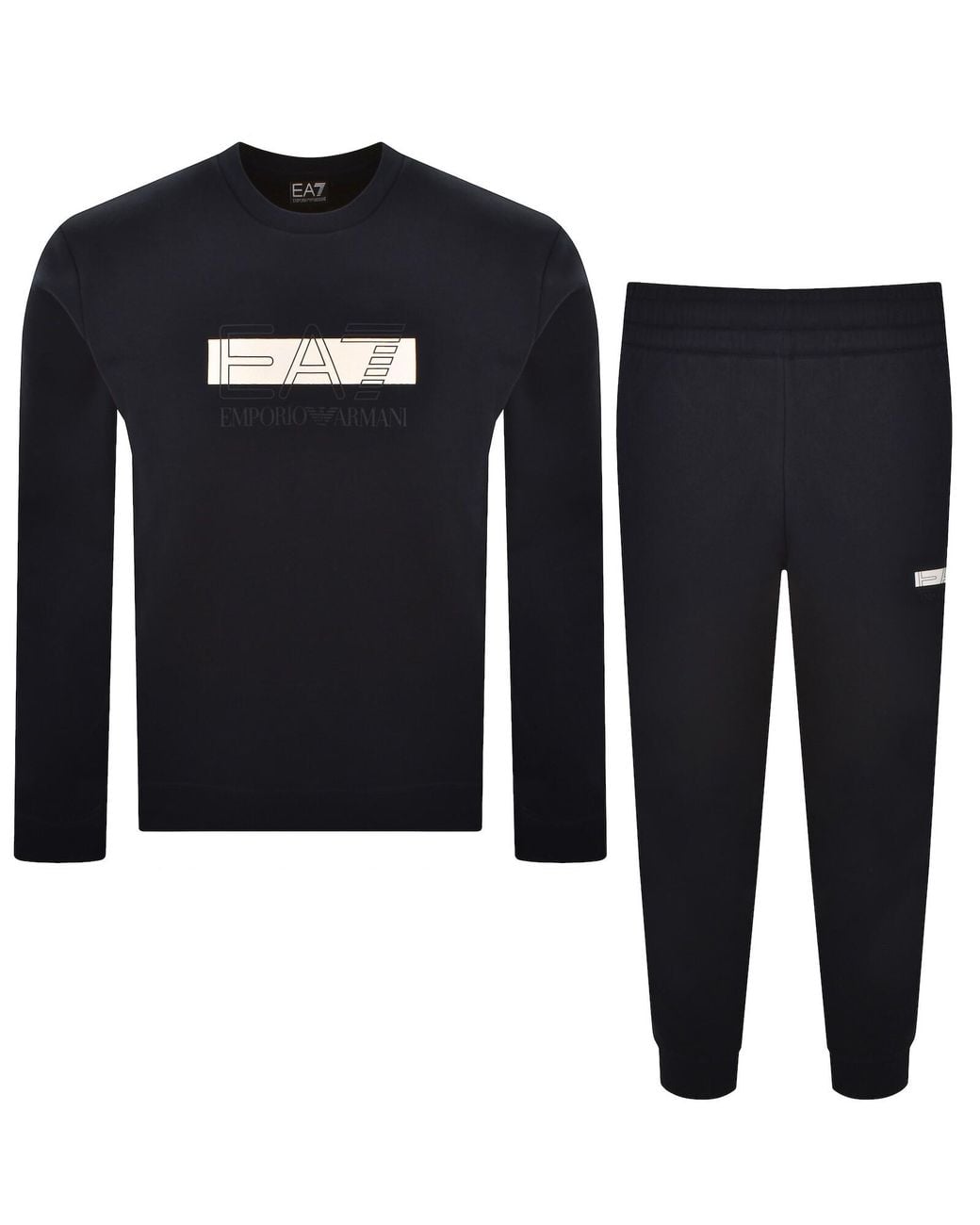 EA7 Black Emporio Armani Logo Tracksuit for men