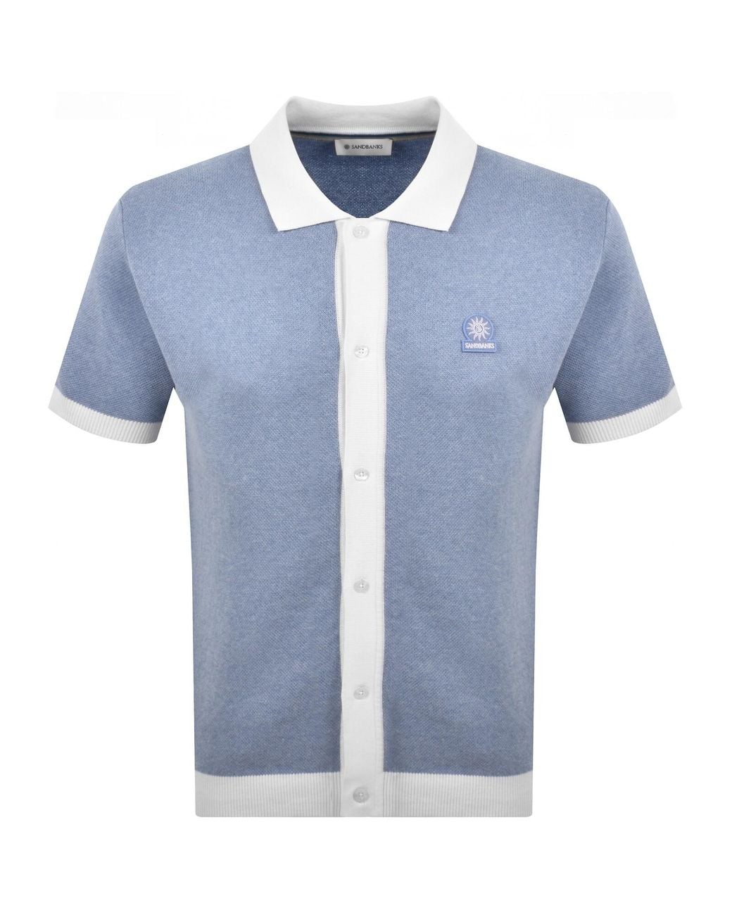 Sandbanks Blue Full Button Polo T Shirt for men