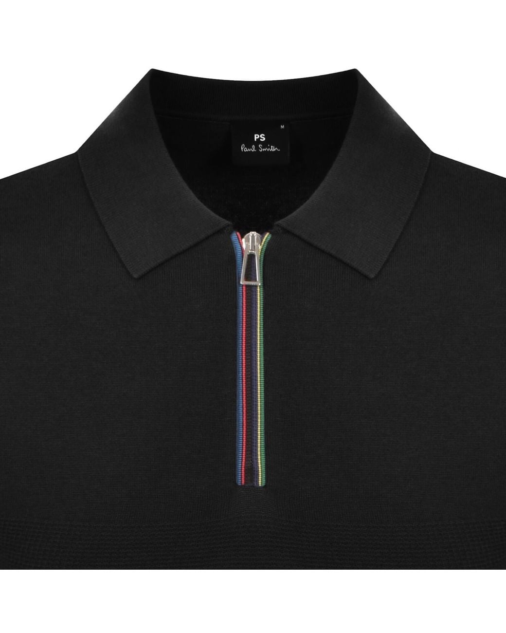 Paul Smith Black Knit Short Sleeve Zip Polo for men