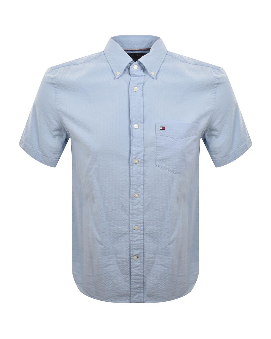 Tommy Hilfiger Blue Short Sleeved Stripe Shirt for men